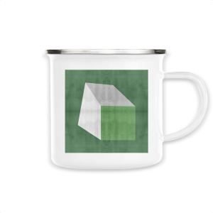 Green Cube No.1 Enamel Vintage Mug