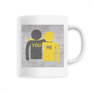 You & Me Graffiti-Styled Glazed Ceramic Mug